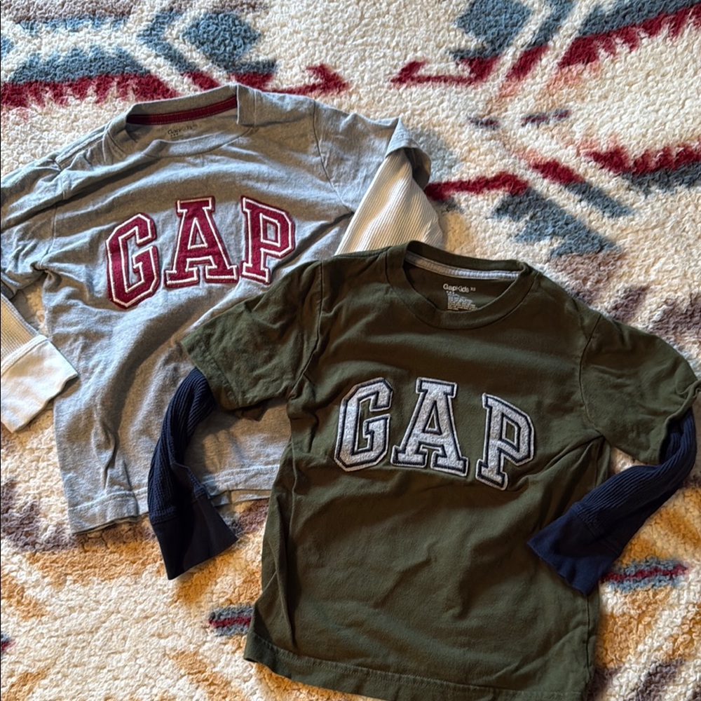 GAP Kids Long Sleeve Tees - Gray and Olive